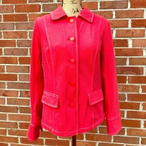 Bob Mackie Smart Denim Red Button Front Jacket